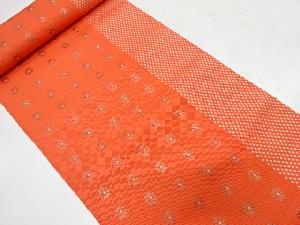 アンティーク　菊模様織り出し　八寸帯地反物